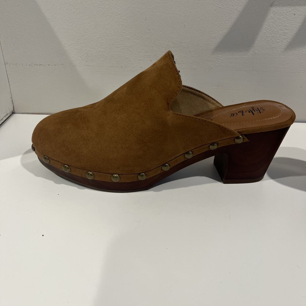 Clog Shoes Style & Co Trystan Women's 9M Brown Suede Studded Bock Heel Worn 1x - Picture 9 of 12